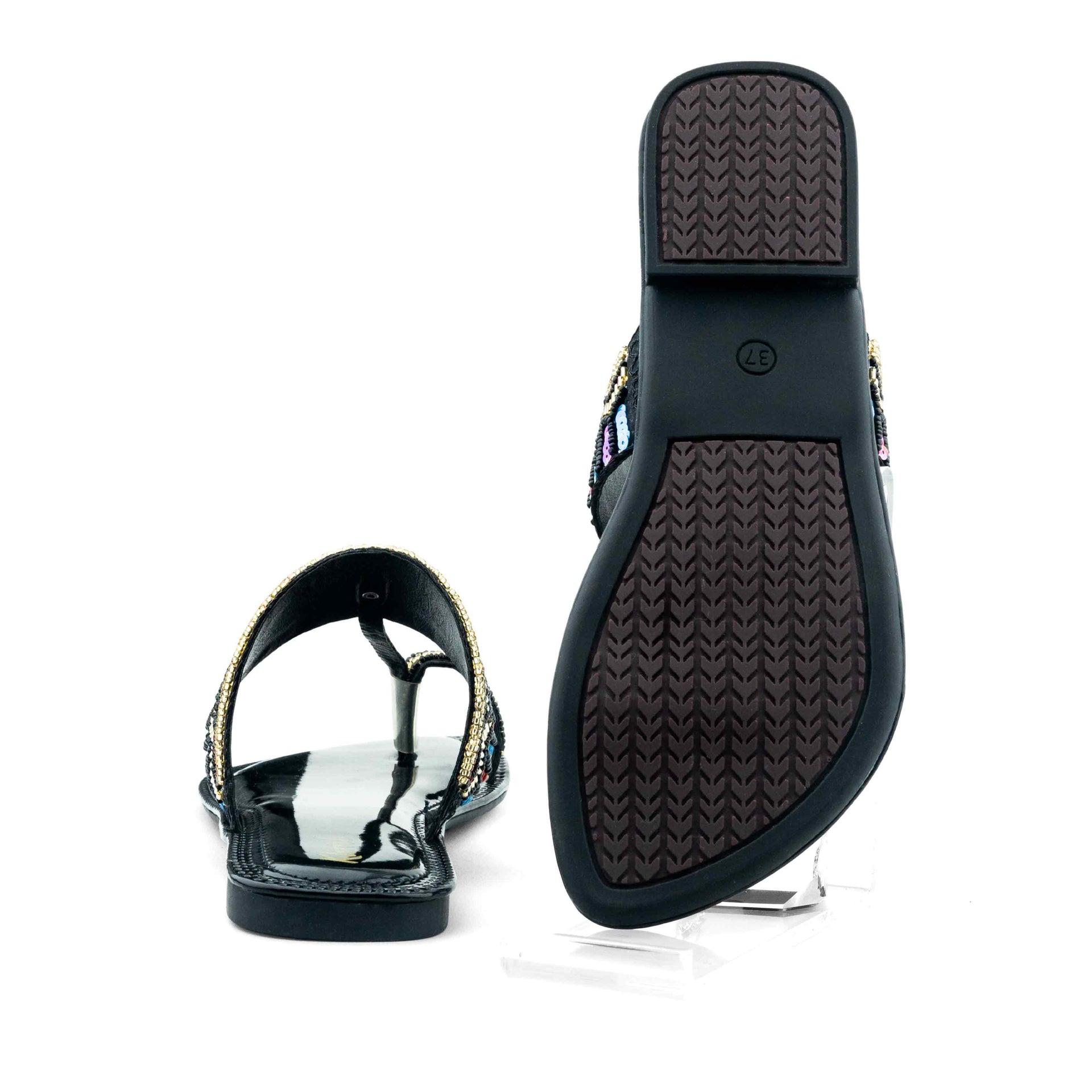 Katie Ladies Flat Sandal - Black