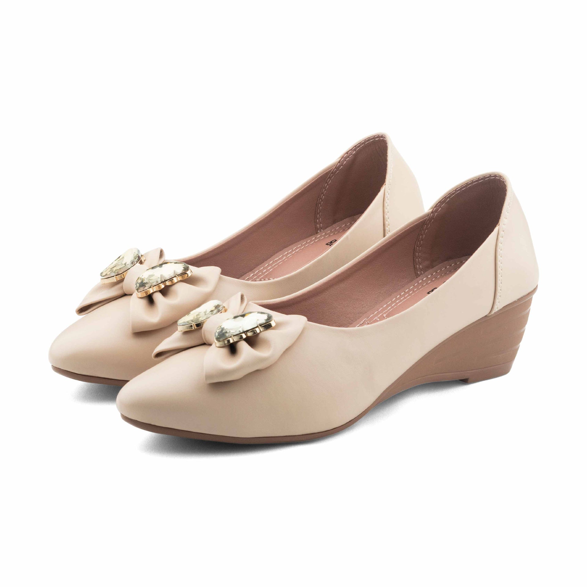 Gleam Pumpy Mid Heel- Beige