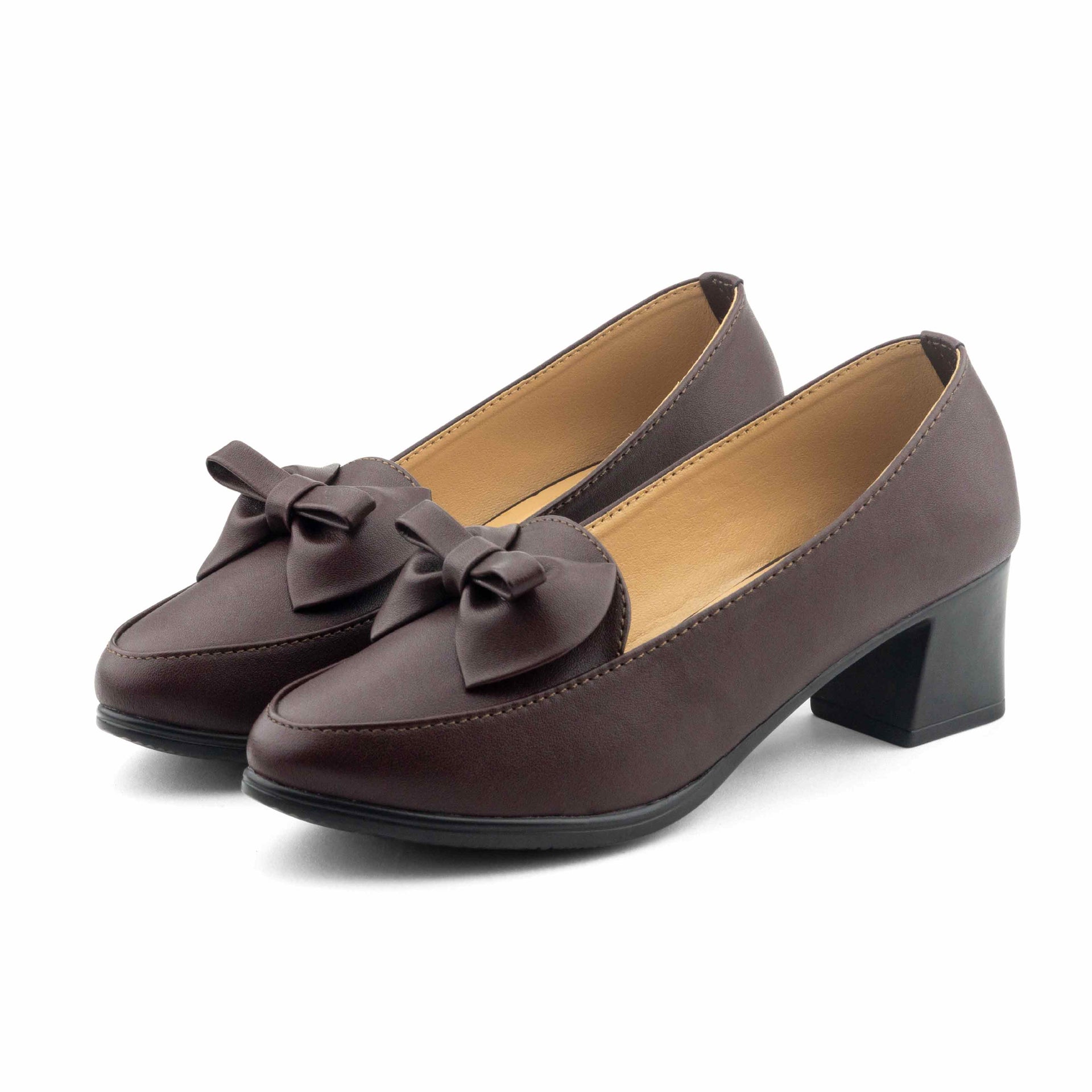 Hissers Pumpy Mid Heel- Chocolate