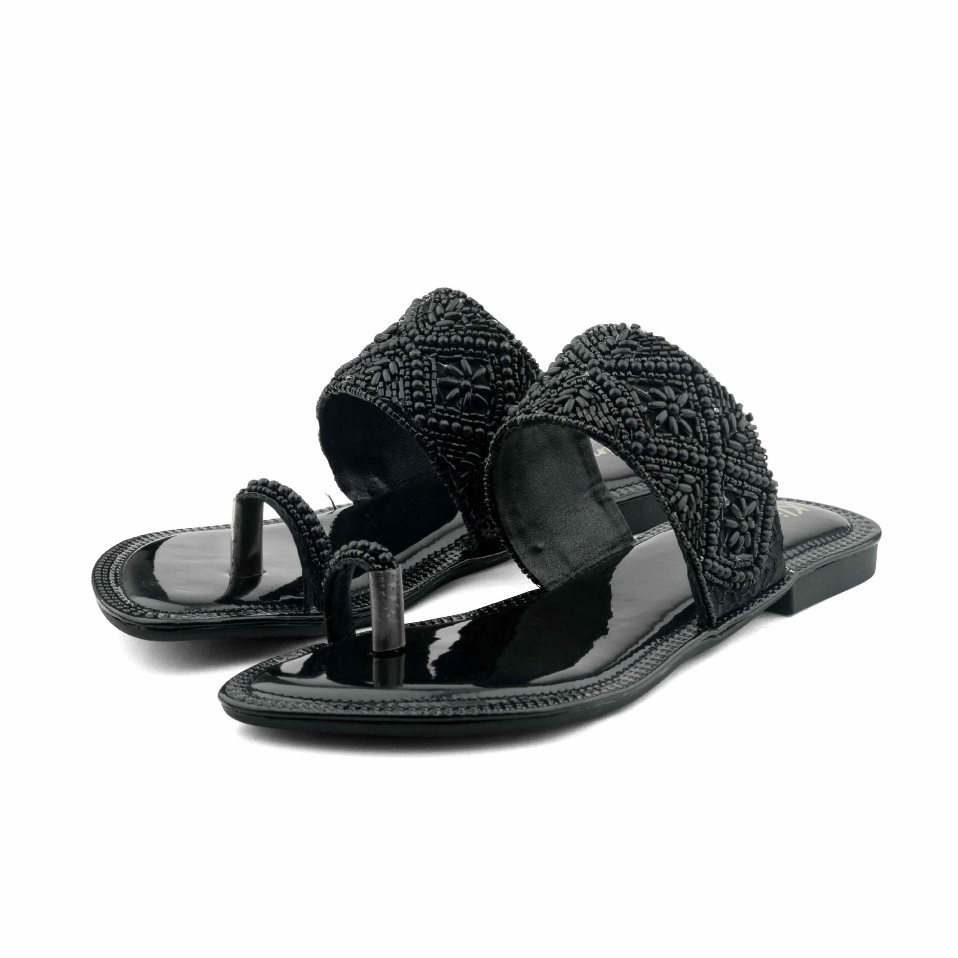 Zoe Ladies Flat Sandal - Black