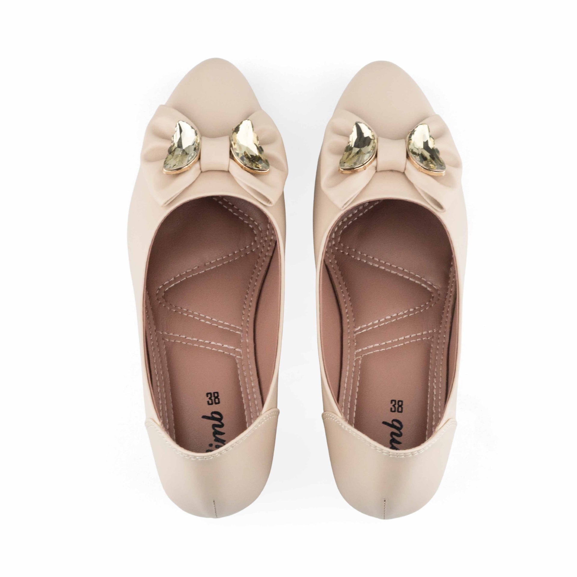 Gleam Pumpy Mid Heel- Beige