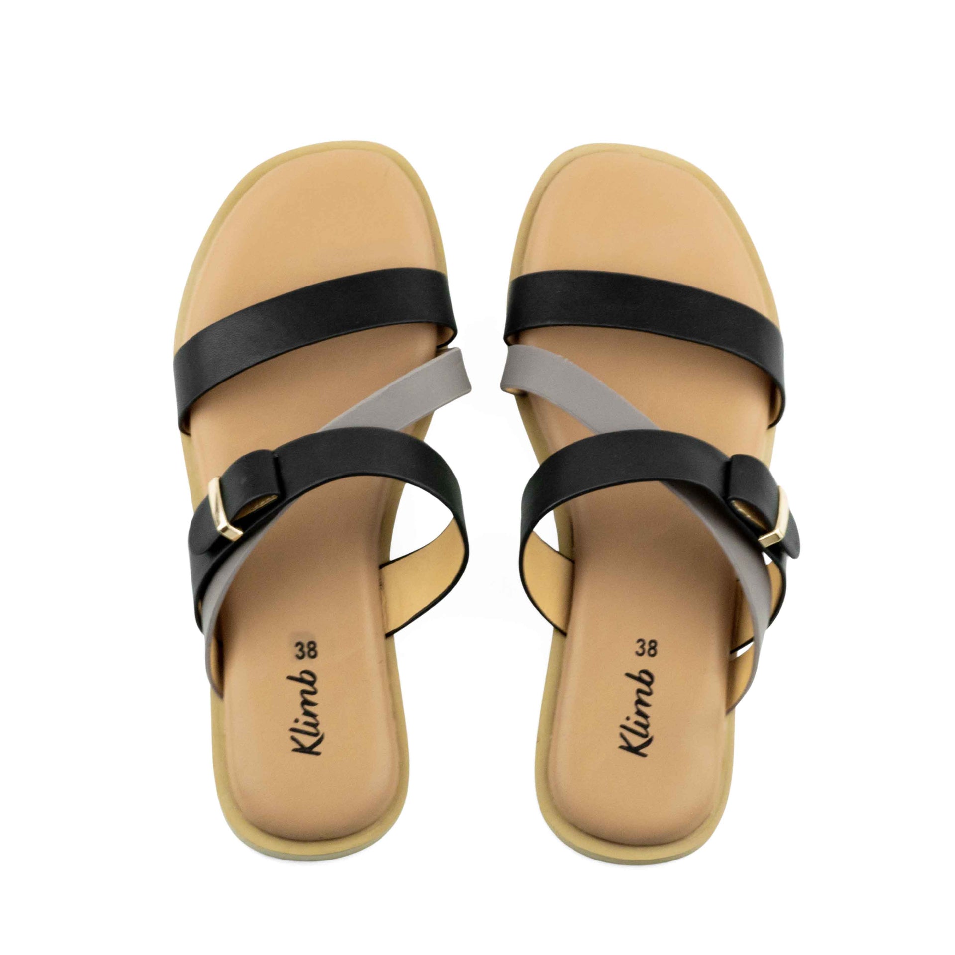 Velora Ladies Flat Sandal- Black