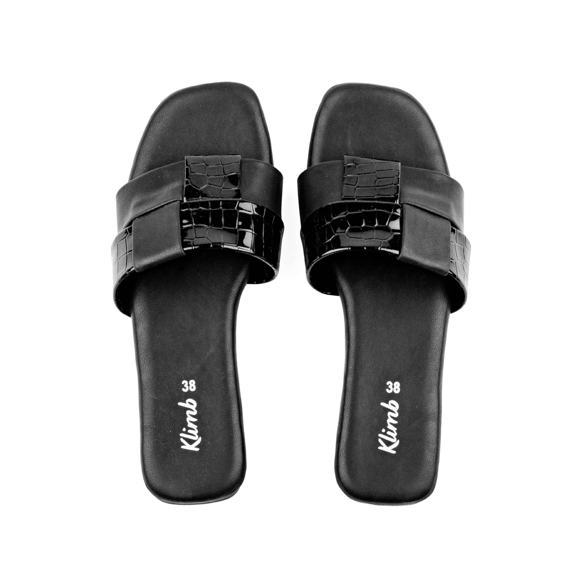 Raya Ladies Flat Sandal- Black