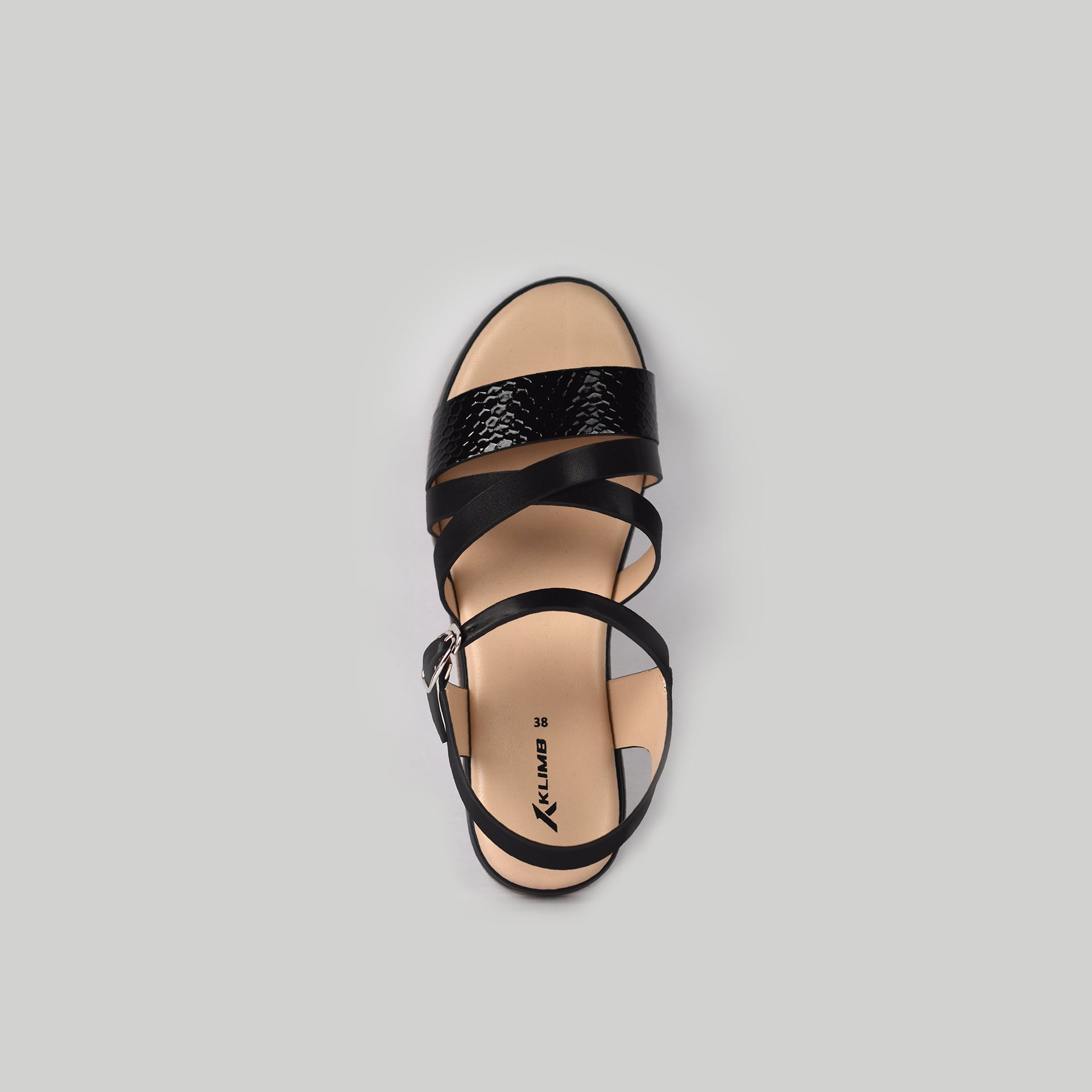 Bella Ladies Flat Belt Sandal - Black