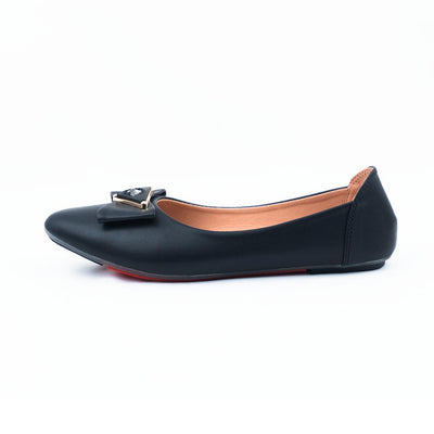 Edna Pumpy Flat Shoe - Black