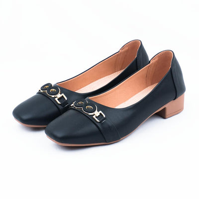 Ruth Pumpy Mid Heel - Black