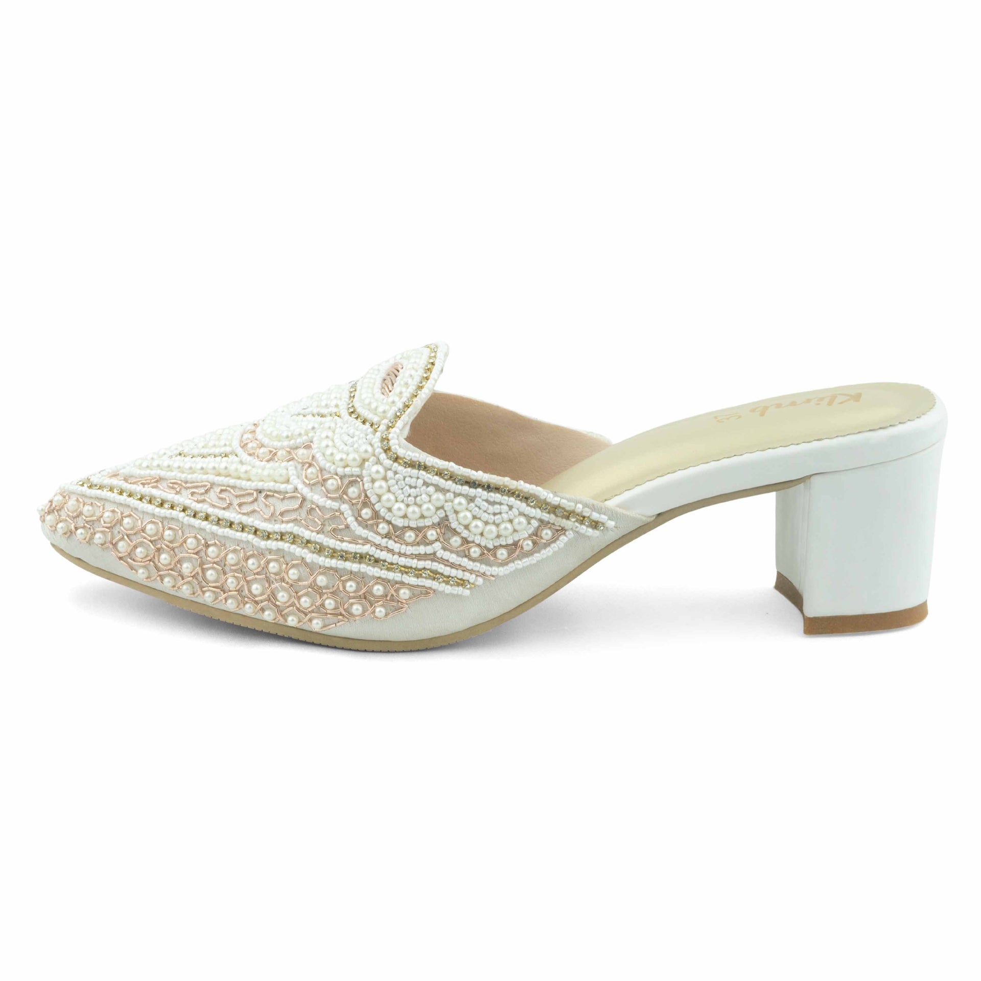 Vida Ladies Mule Block Heel- white