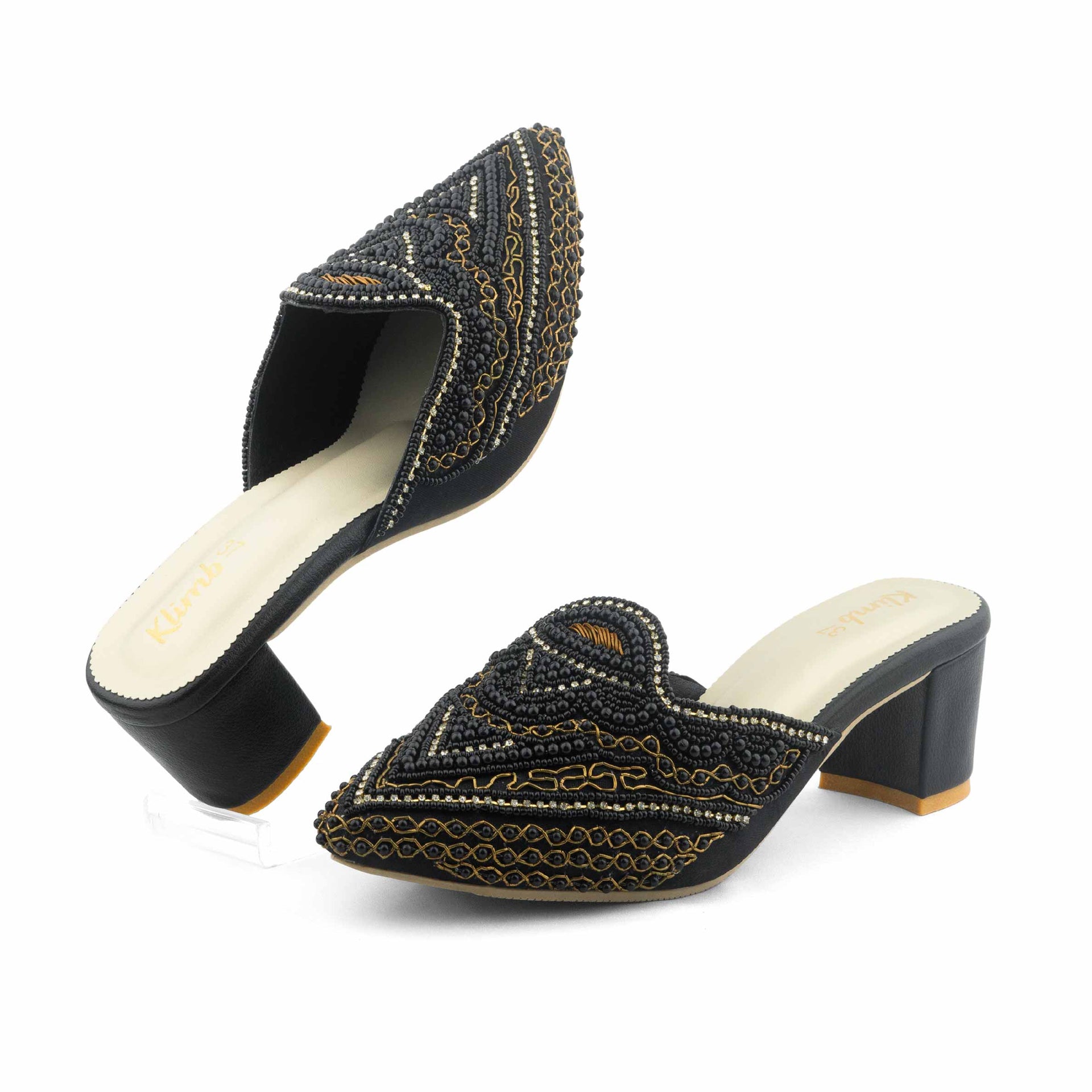 Vida Ladies Mule Block Heel- Black