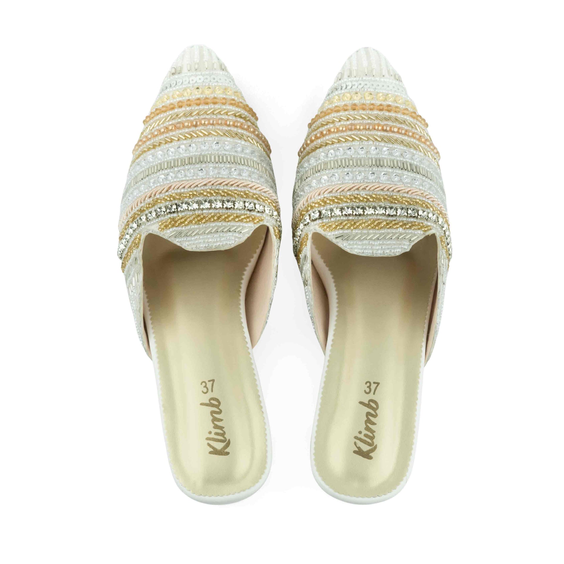 Mary Ladies Mule Block Heel- White