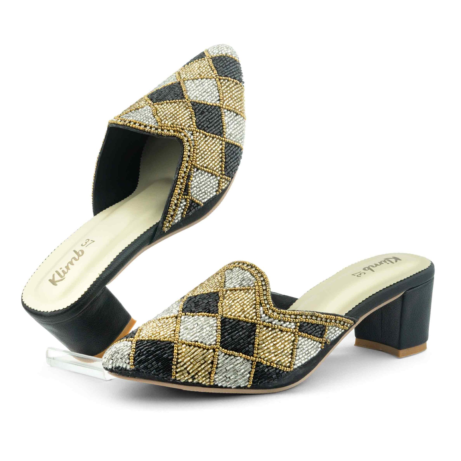 Tracy Ladies Mule Block Heel-Black